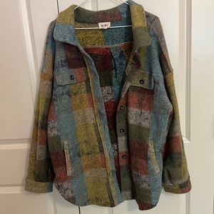 Dressed in LALA oversized fuzzy flannel shacket